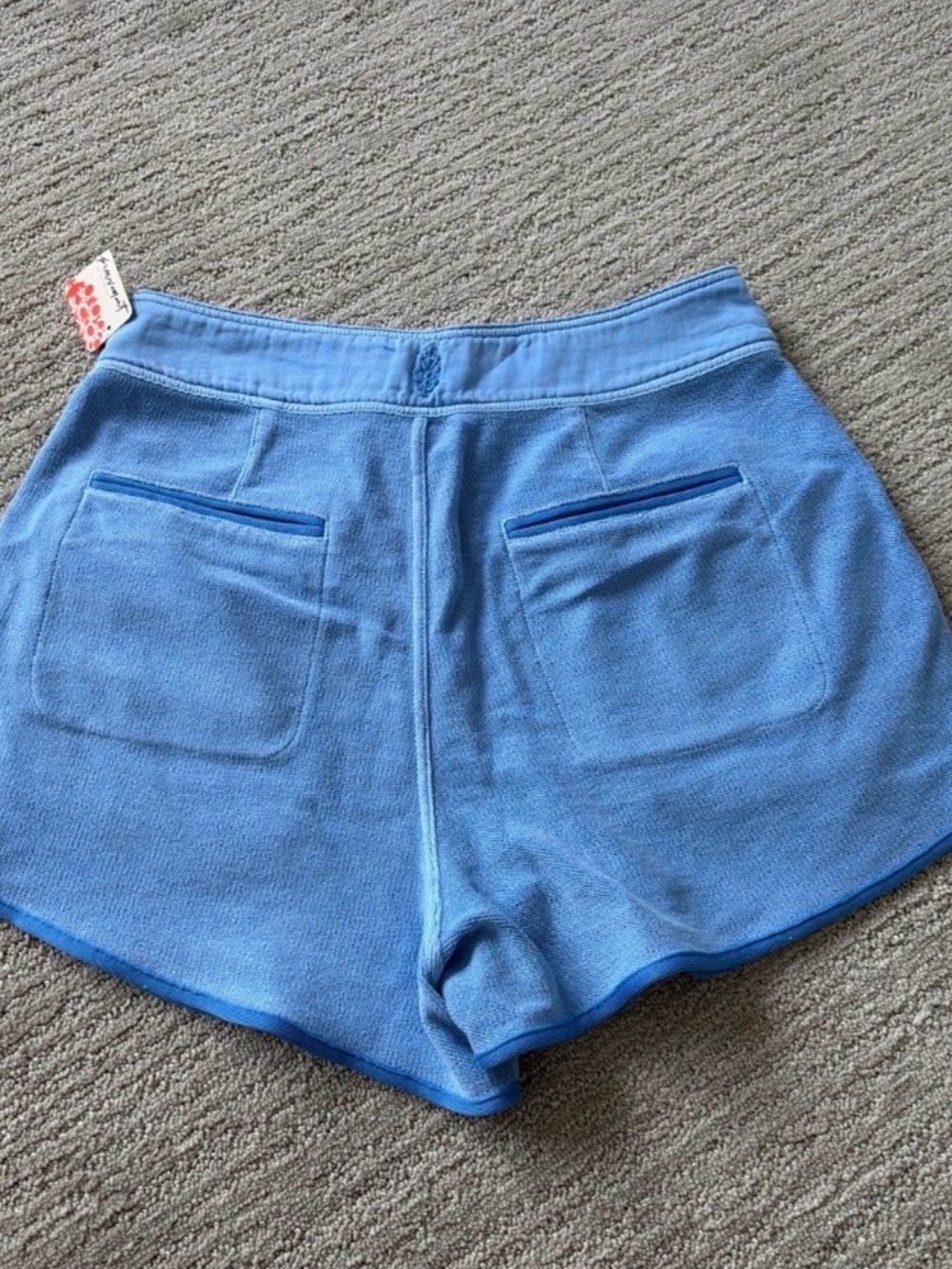 Women’s Light Blue Terry Athletic Shorts with Back Pockets